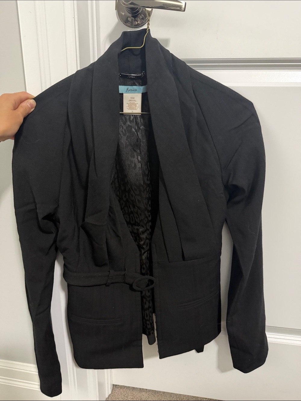 Marciano Black Draped Belted Blazer